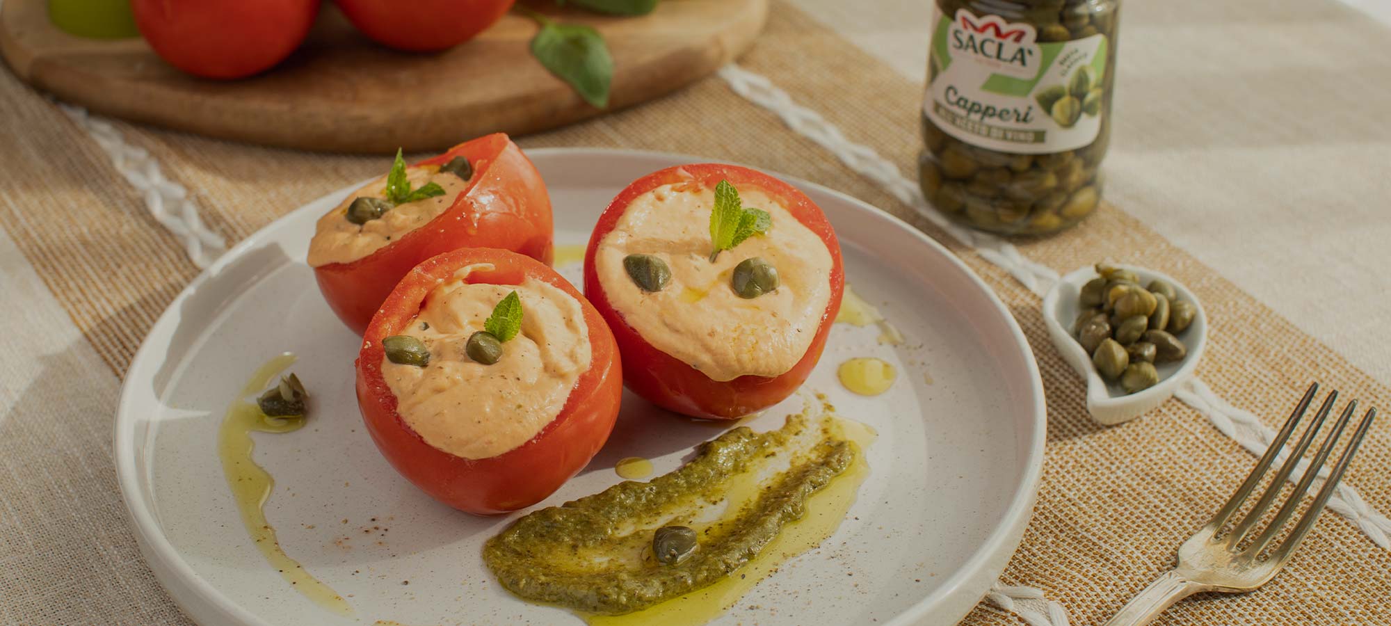 Fyllda Tomater med Tonfisk och Saclà Kapris i Vinäger